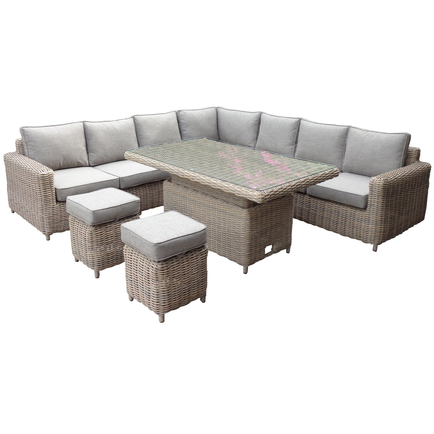 Amalfi Outdoor Large Corner Set With Riser Table + 2 Stools - Our Garden Space