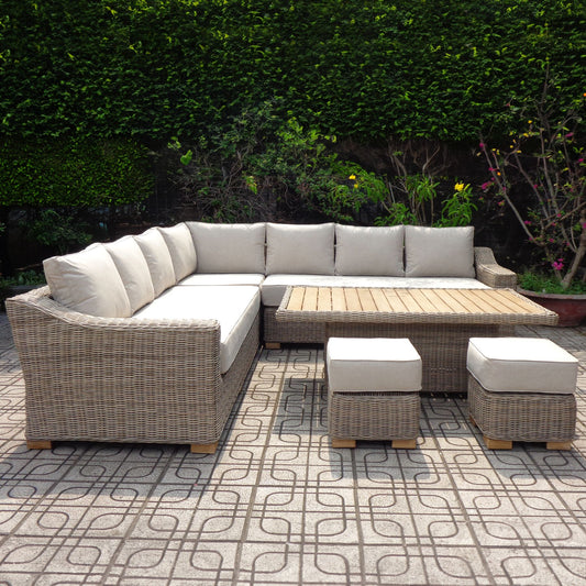 Capri Outdoor Large Corner Set With Riser Table + 2 Stools - Our Garden Space