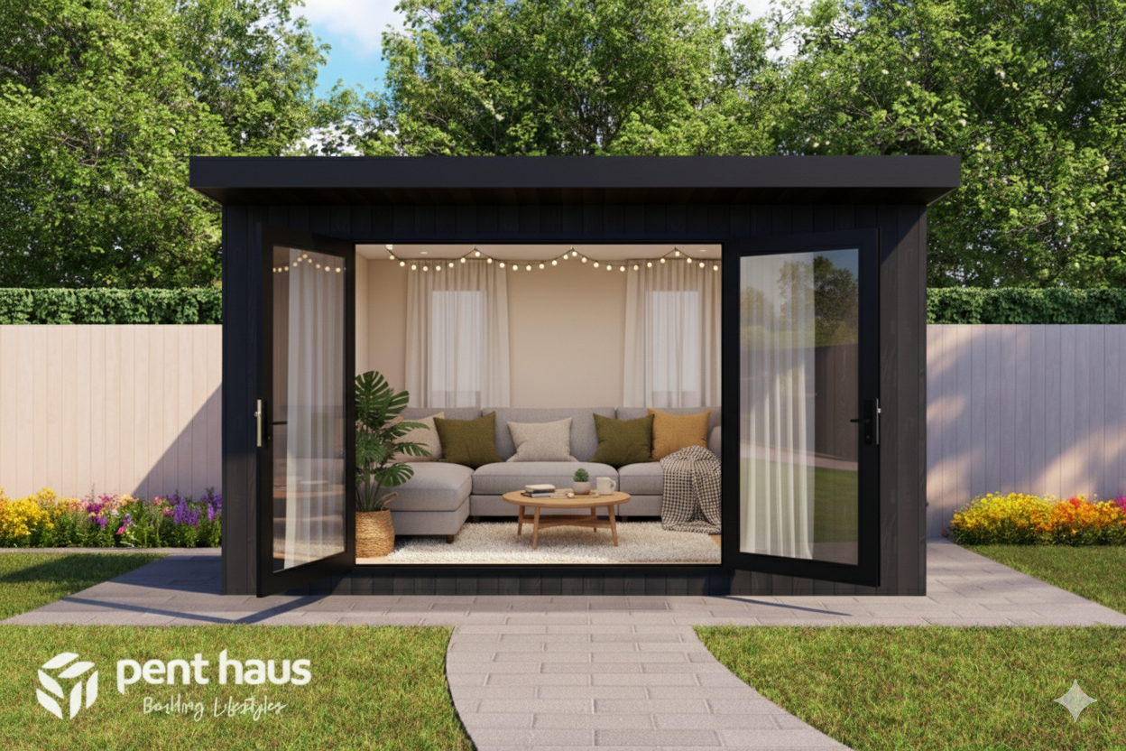 DIY Pent Haus Insulated Garden Room 4.8m x 3.2m Granite - Our Garden Space